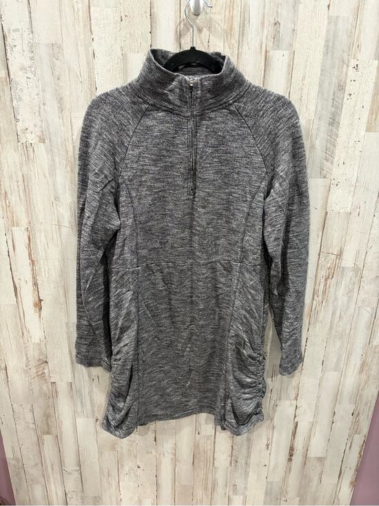 Aventura Tops - Aventura Heathered Gray Quarter-Zip Ruched Outdoor Tunic Top Womens Large Cotton